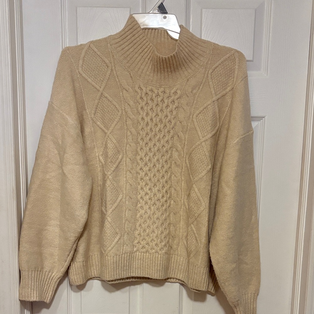 GAP Cable Knit Mock Neck Sweater - Cream - Picture 1 of 4